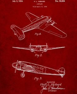 PP945-Burgundy Lockheed Electra Airplane Patent Poster