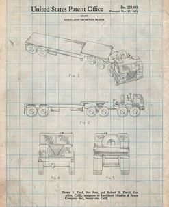 PP946-Antique Grid Parchment Lockheed Ford Truck and Trailer Patent Poster