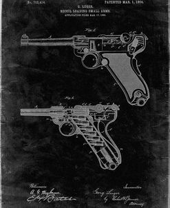 PP947-Black Grunge Luger Pistol Patent Poster