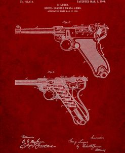 PP947-Burgundy Luger Pistol Patent Poster