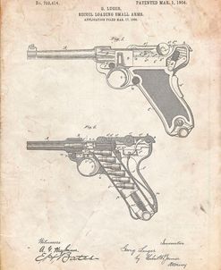 PP947-Vintage Parchment Luger Pistol Patent Poster