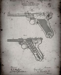 PP947-Faded Grey Luger Pistol Patent Poster