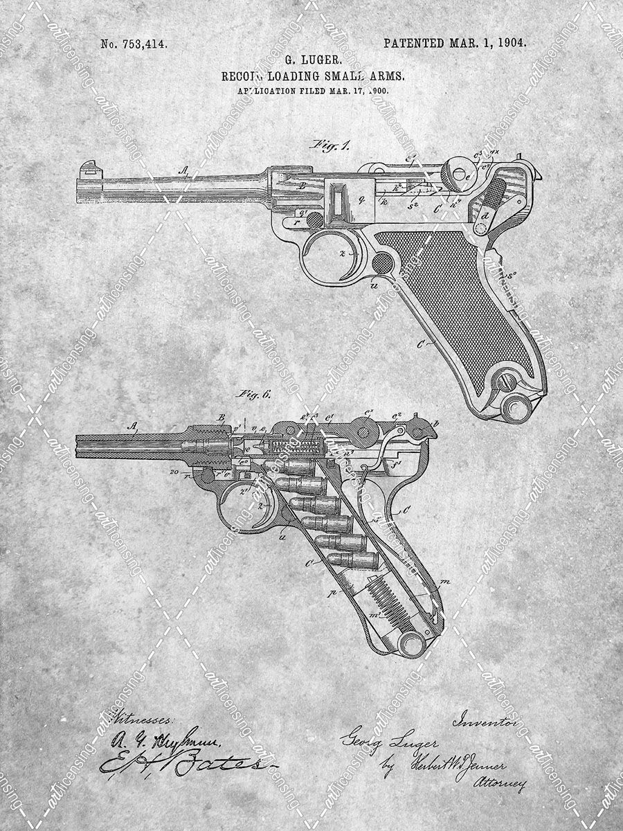 PP947-Slate Luger Pistol Patent Poster