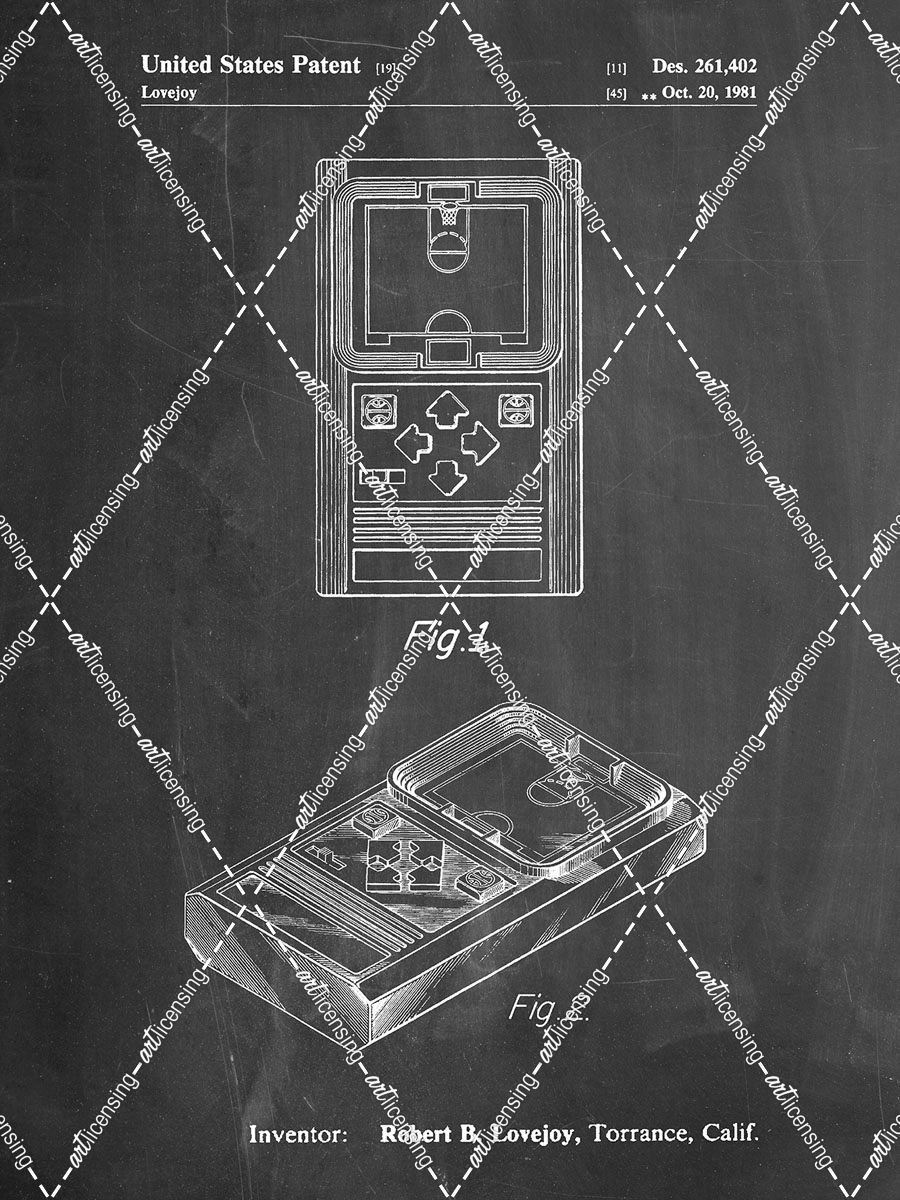 PP950-Chalkboard Mattel Electronic Basketball Game Patent Poster