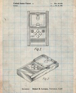 PP950-Antique Grid Parchment Mattel Electronic Basketball Game Patent Poster