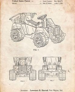 PP951-Vintage Parchment Mattel Kids Dump Truck Patent Poster