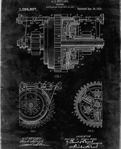 PP953-Black Grunge Mechanical Gearing 1912 Patent Poster
