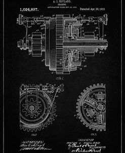 PP953-Vintage Black Mechanical Gearing 1912 Patent Poster