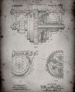PP953-Faded Grey Mechanical Gearing 1912 Patent Poster