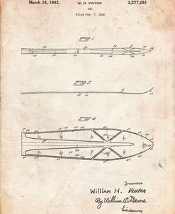 PP955-Vintage Parchment Metal Skis 1940 Patent Poster