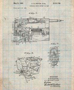 PP957-Antique Grid Parchment Milwaukee Portable Jig Saw Patent Poster