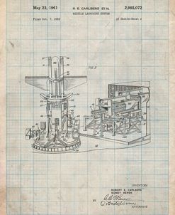 PP959-Antique Grid Parchment Missile Launching System patent 1961 Wall Art Poster