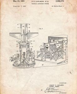 PP959-Vintage Parchment Missile Launching System patent 1961 Wall Art Poster