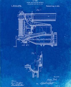 PP960-Faded Blueprint Model T Engine and Radiator Assembly