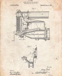 PP960-Vintage Parchment Model T Engine and Radiator Assembly