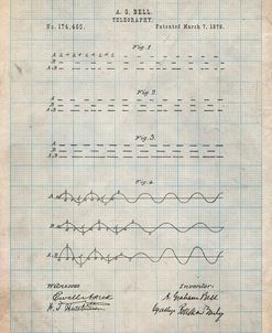 PP962-Antique Grid Parchment Morse Code Patent Poster