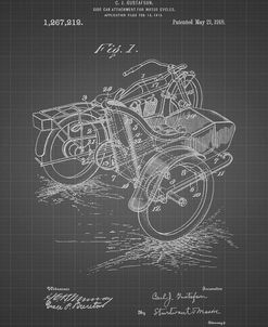 PP963-Black Grid Motorcycle Sidecar 1918 Patent Poster