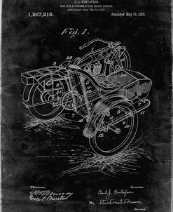 PP963-Black Grunge Motorcycle Sidecar 1918 Patent Poster