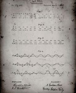 PP962-Faded Grey Morse Code Patent Poster