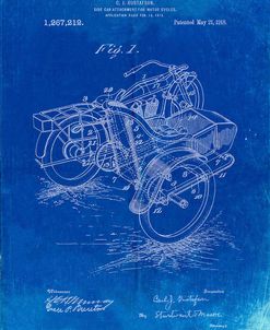 PP963-Faded Blueprint Motorcycle Sidecar 1918 Patent Poster