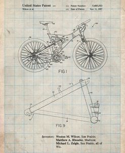 PP965-Antique Grid Parchment Mountain Bike Patent Art