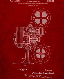 PP966-Burgundy Movie Projector 1933 Patent Poster