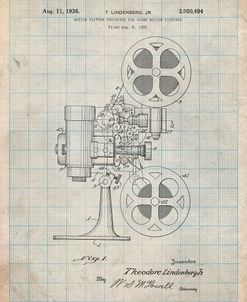 PP966-Antique Grid Parchment Movie Projector 1933 Patent Poster