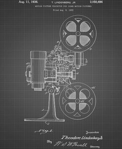 PP966-Black Grid Movie Projector 1933 Patent Poster