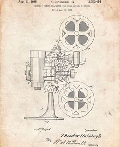 PP966-Vintage Parchment Movie Projector 1933 Patent Poster