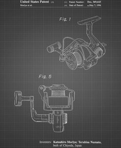 PP973-Black Grid Open Face Spinning Fishing Reel Patent Poster