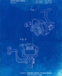 PP973-Faded Blueprint Open Face Spinning Fishing Reel Patent Poster