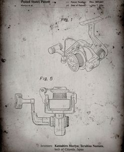 PP973-Faded Grey Open Face Spinning Fishing Reel Patent Poster