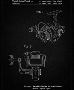 PP973-Vintage Black Open Face Spinning Fishing Reel Patent Poster