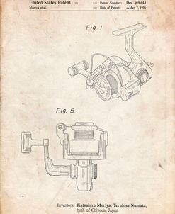 PP973-Vintage Parchment Open Face Spinning Fishing Reel Patent Poster