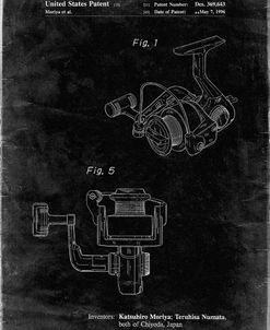 PP973-Black Grunge Open Face Spinning Fishing Reel Patent Poster