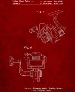 PP973-Burgundy Open Face Spinning Fishing Reel Patent Poster