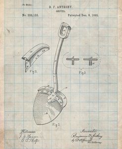 PP976-Antique Grid Parchment Original Shovel Patent 1885 Patent Poster
