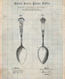 PP977-Antique Grid Parchment Osiris Sterling Flatware Spoon Patent Poster
