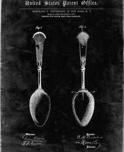 PP977-Black Grunge Osiris Sterling Flatware Spoon Patent Poster