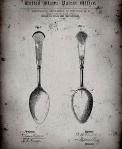 PP977-Faded Grey Osiris Sterling Flatware Spoon Patent Poster
