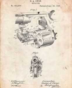 PP980-Vintage Parchment Owen Revolver Patent Art