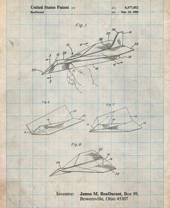 PP983-Antique Grid Parchment Paper Airplane Patent Poster
