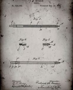 PP984-Faded Grey Pencil Patent Poster