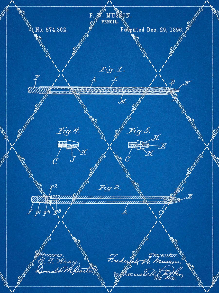PP984-Blueprint Pencil Patent Poster