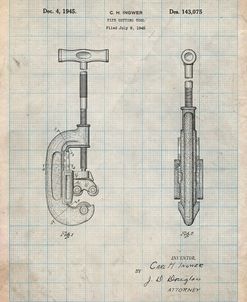PP986-Antique Grid Parchment Pipe Cutting Tool Patent Poster