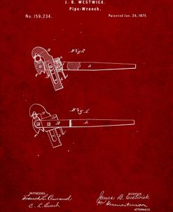PP987-Burgundy Pipe Wrench Patent Wall Art Poster