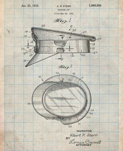 PP993-Antique Grid Parchment Police Hat 1933 Patent Poster