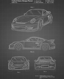 PP994-Black Grid Porsche 911 with Spoiler Patent Poster