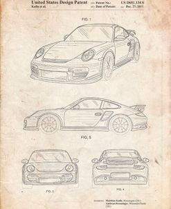 PP994-Vintage Parchment Porsche 911 with Spoiler Patent Poster