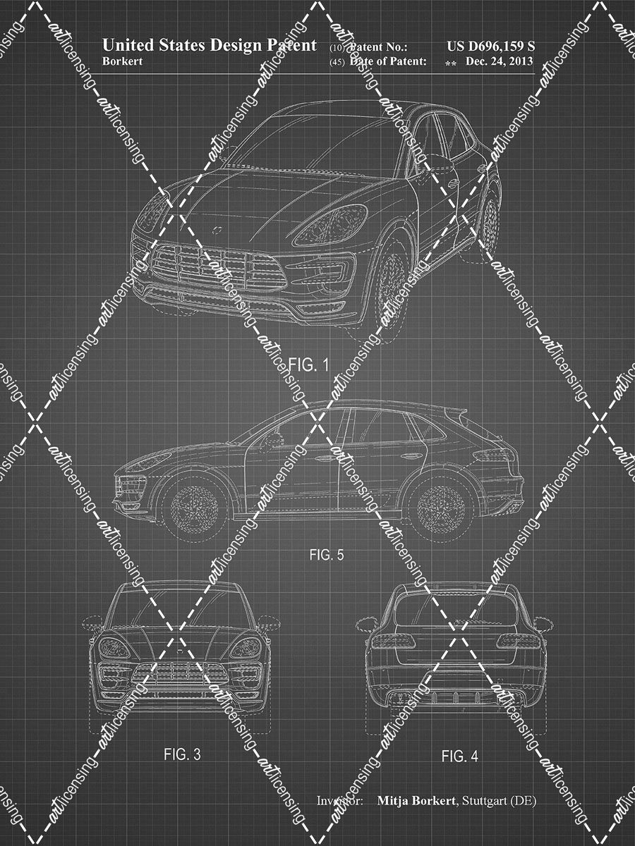 PP995-Black Grid Porsche Cayenne Patent Poster